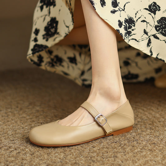 Mary Jane Leather Ballerina Flats