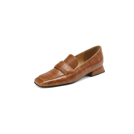 Crocodile Embossed Leather Loafers