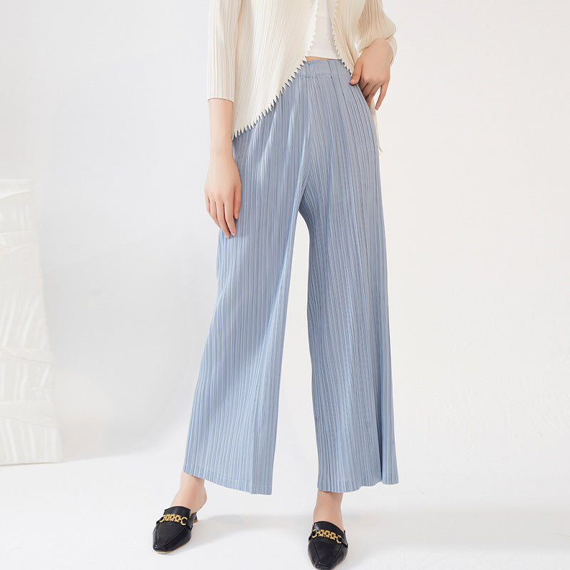 Plissé Pleated Casual Loose High Waist Trousers