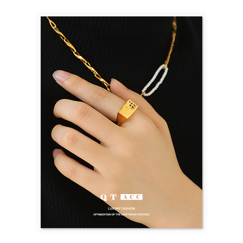 Gold Plated Geometric Cutout Minimalist Ring