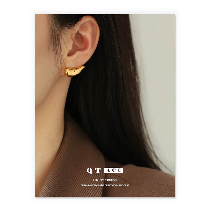 Gold Plated Geometric Minimalist Earring Stud