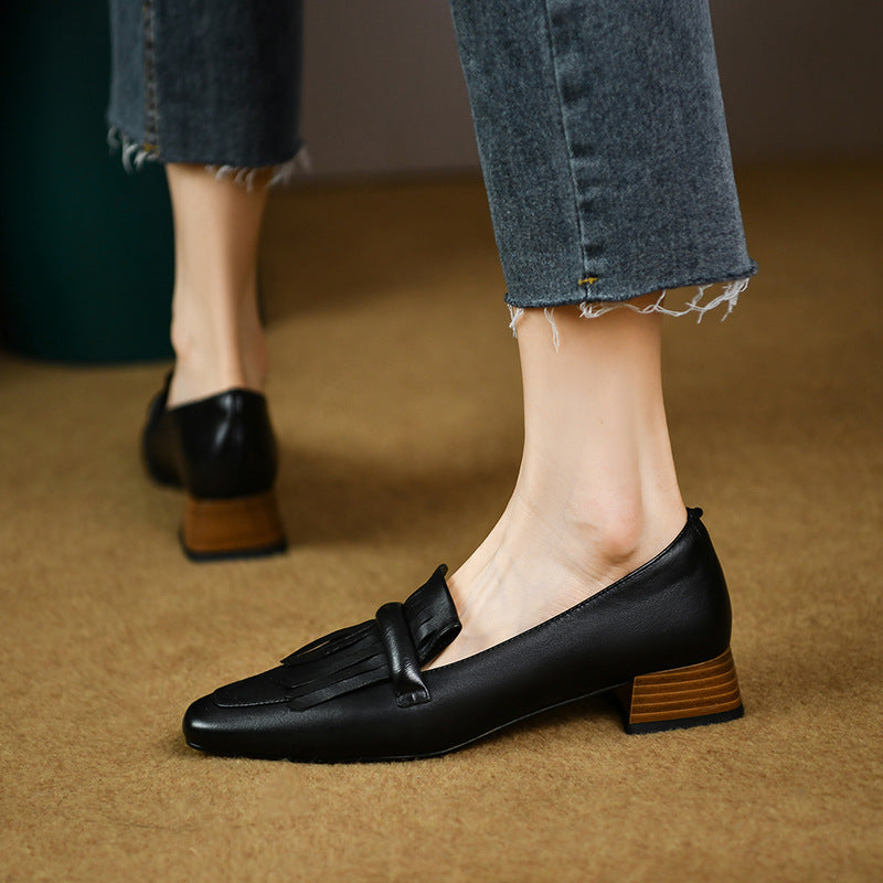 Square Head Leather Loafers