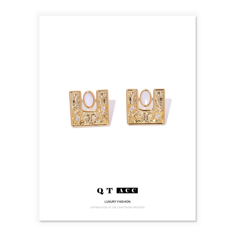 Gold Plated Square Minimalist Earring Stud