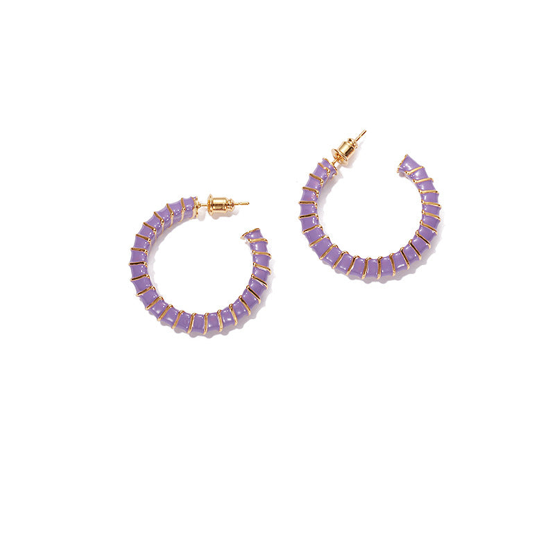 Gold Plated Taro Purple Minimalist Earring Dangle