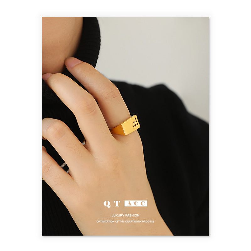 Gold Plated Geometric Cutout Minimalist Ring