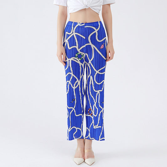 Wide Plissé Pleated Trousers