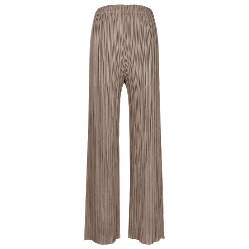 Wide Plissé Pleated Trousers