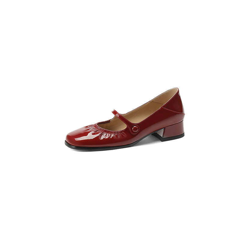 Square Head Round Head Leather Ballerina Flats