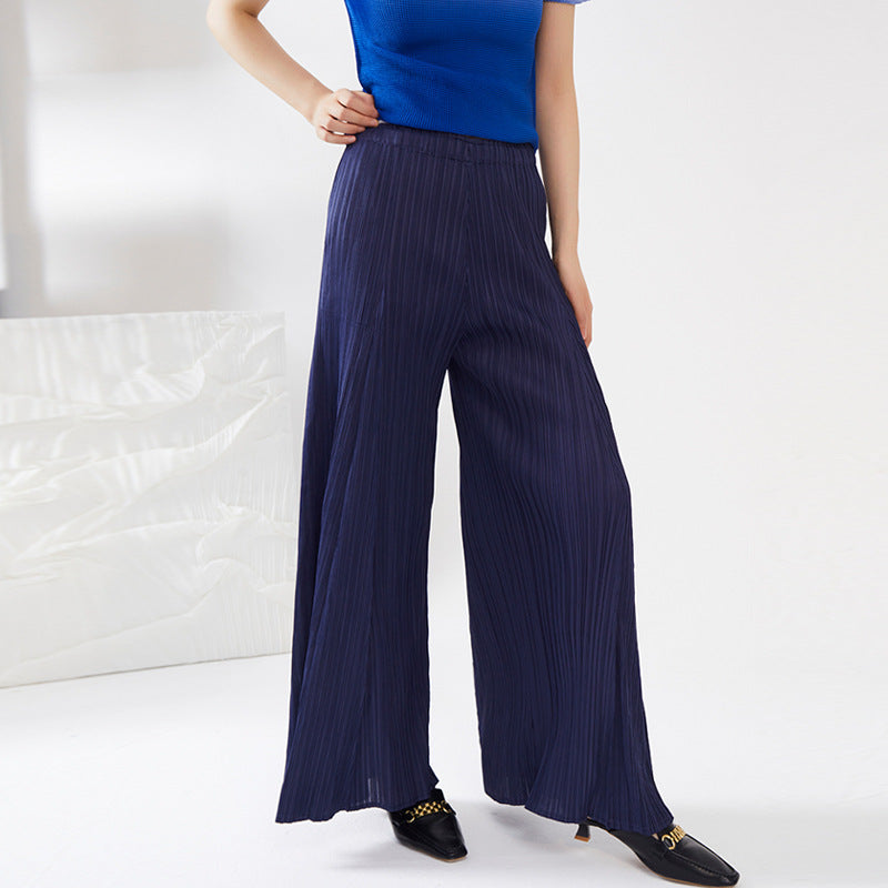 Plissé Pleated Casual Loose High Waist Trousers