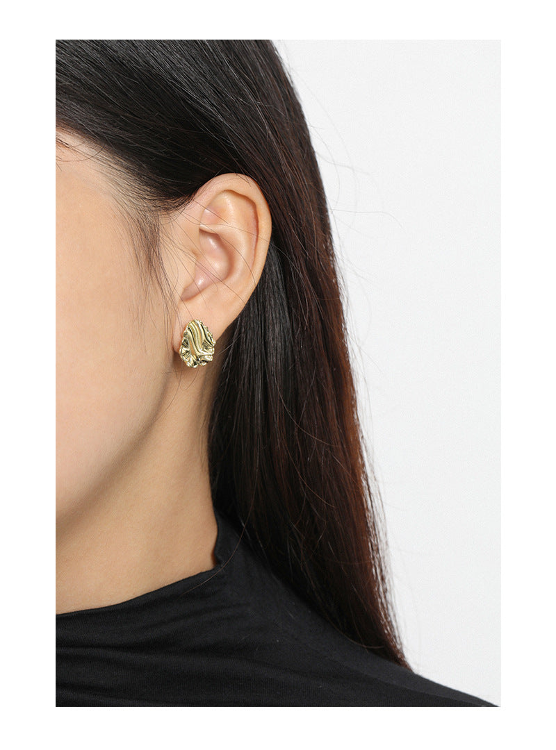 Gold Plated Leaf Minimalist Earring Stud