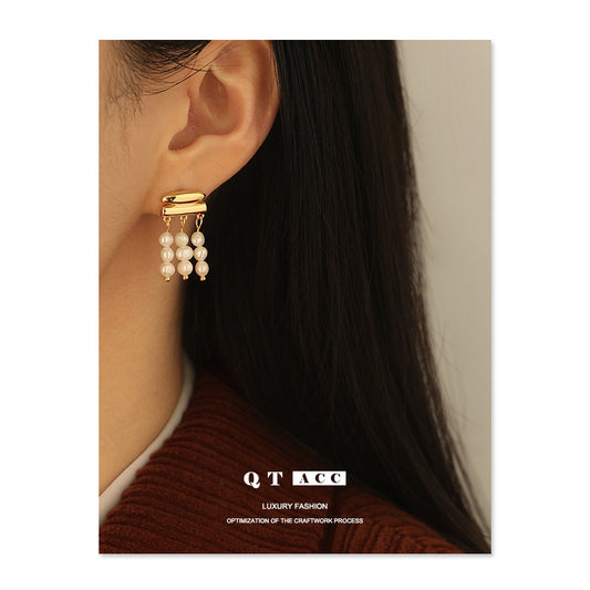 Gold Plated Tassel Minimalist Earring Stud