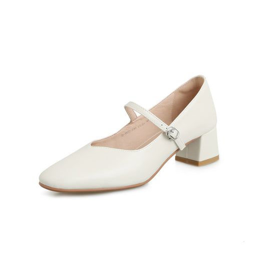 Round Head Leather Ballerina Flats