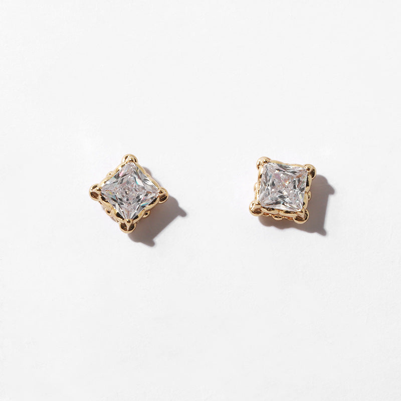 Gold Plated Zircon Minimalist Earring Stud