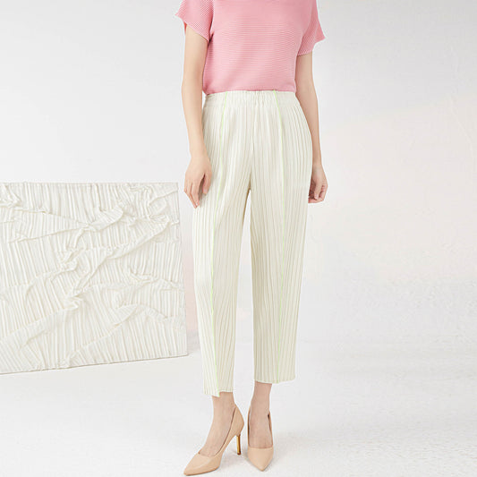 Plissé Pleated Casual Loose High Waist Trousers